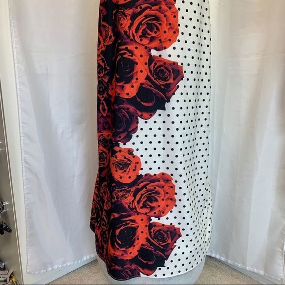 Copcapy Red white polkadot rose floral short sleeve maxi dress Sz 38 NWOT - Picture 6 of 14